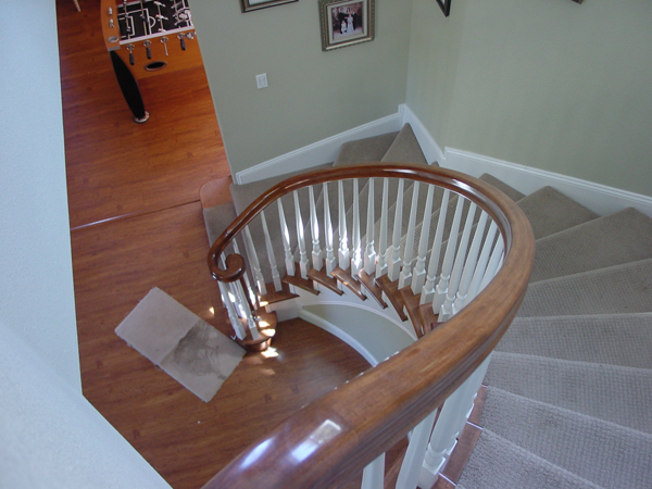 Red Oak railing with painted turned balusters